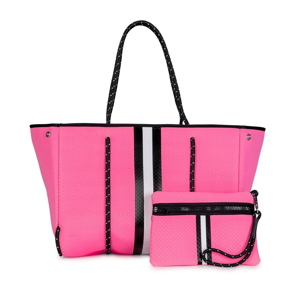 HAUTE SHORE Pink and Black Tote Bag
